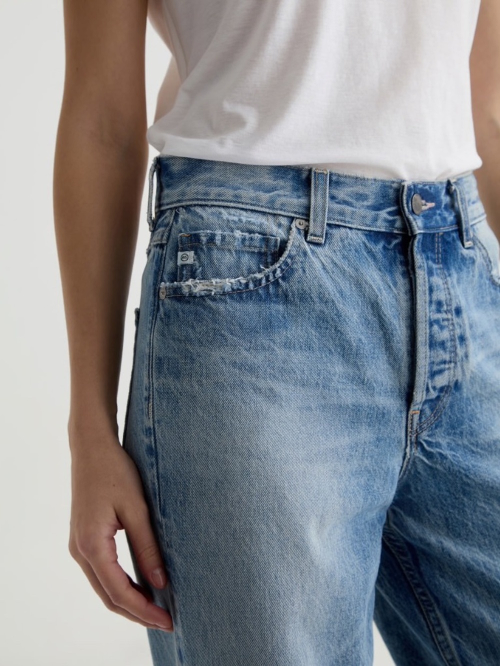 AG Adriano Goldschmied Light Blue Straight Leg Jeans Billie Relaxed High Rise - Picture 7 of 11